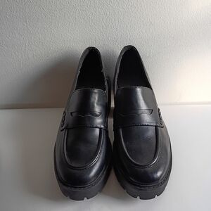 Men's Universal Thread Chunky Heel Black Slip-On Loafers